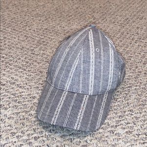 Blue and white striped express  baseball hat